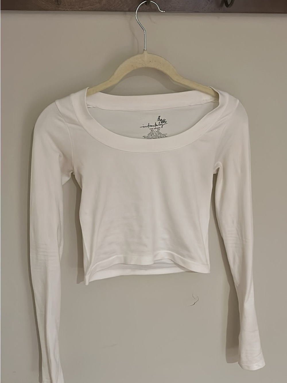 Free People Intimately White Long Sleeve Crop Top XS/S